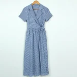 고방체크 랩 스트링 롱원피스 FREE 빠른배송 - 이미지 2