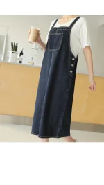 포켓 데님 멜빵 원피스 FREE 빠른배송 - 이미지 5
