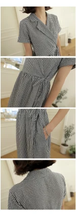 고방체크 랩 스트링 롱원피스 FREE 빠른배송 - 이미지 3