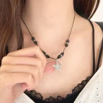 빈티지 스타 원석 화산석 매듭 롱 스트랩 끈 스타 별 데일리 목걸이 no.125 - 이미지 3