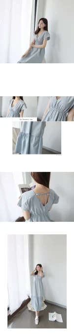 V넥 포인트 프릴 롱원피스 FREE 빠른배송 - 이미지 6