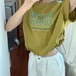 여성 크롭 반팔티 여름 면티 루즈핏 라운드 여자 크롭티셔츠 - 이미지 2