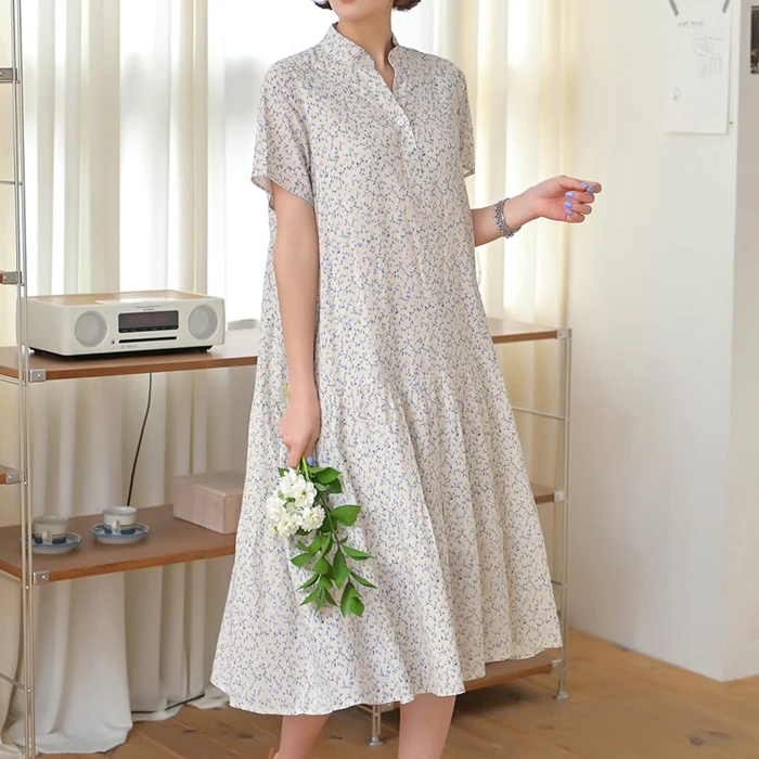 kf-A8f87661682f742be9e3da4333ceb3b36A 플로럴 반오픈 롱원피스 FREE 빠른배송 - 이미지 1