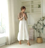 V넥 포인트 프릴 롱원피스 FREE 빠른배송 - 이미지 4