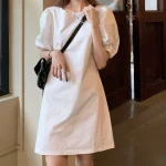 [한국배송/신상] - 여성 봄 여름 사계절 화이트/블랙 심플 미니 a라인원피스 브라이덜샤워/셀프웨딩 드레스/휴양지원피스