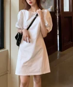 [한국배송/신상] - 여성 봄 여름 사계절 화이트/블랙 심플 미니 a라인원피스 브라이덜샤워/셀프웨딩 드레스/휴양지원피스