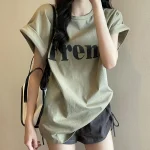 빅사이즈 여성 여름 반팔티 베이직 라운드 루즈핏 여자 반팔티셔츠 3color - 이미지 4