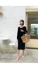 단추포인트 셔링퍼프 롱원피스 FREE 빠른배송 - 이미지 3