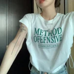 여성 크롭 반팔티 여름 면티 루즈핏 라운드 여자 크롭티셔츠 - 이미지 6