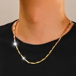 당일 출고 2개 세트 목걸이 18k 도금 실제 금 싱크로율 대나무육각 남성 남자 도금 체인 패션 체인 골드 고급 데일리 커플 24k 꼬임 두꺼운 굵은 금도금 패션 트렌디 캐주얼룩 오피스룩 데일리코디 포인트아이템 남자선물 추천 생일선물 기념일선물 남성용 주얼리 모던 심플 - 이미지 2