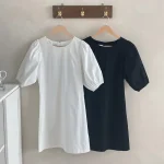 [한국배송/신상] - 여성 봄 여름 사계절 화이트/블랙 심플 미니 a라인원피스 브라이덜샤워/셀프웨딩 드레스/휴양지원피스 - 이미지 5