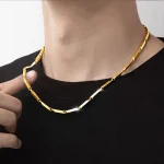 당일 출고 2개 세트 목걸이 18k 도금 실제 금 싱크로율 대나무육각 남성 남자 도금 체인 패션 체인 골드 고급 데일리 커플 24k 꼬임 두꺼운 굵은 금도금 패션 트렌디 캐주얼룩 오피스룩 데일리코디 포인트아이템 남자선물 추천 생일선물 기념일선물 남성용 주얼리 모던 심플 - 이미지 5