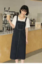 포켓 데님 멜빵 원피스 FREE 빠른배송 - 이미지 2