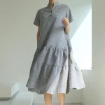 와플 반오픈 체크 롱원피스 FREE 빠른배송 - 이미지 2