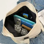 바닥이 단단한 지퍼 가방 캔버스 숄더백 면 에코백 기저귀가방 여성 학생 호보백 보부상가방 - 이미지 2