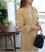 단추포인트 셔링퍼프 롱원피스 FREE 빠른배송 - 이미지 4