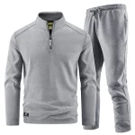 새로운 겨울 스포츠웨어 세트 남성용 레트로 트레이닝 두꺼운 플리스 재킷 + 바지 투피스 세트 캐주얼 스키 러닝 트랙수트 - 이미지 4