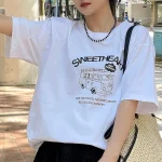 GLACIER 여성 반팔 티셔츠 루즈핏 100%면 빈티지 패턴 - 이미지 3