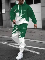 2025 봄과 가을 신상 남성 후드 세트 캐주얼 롤러 스케이팅 3D 프린트 스트리트 남성복 - 이미지 3