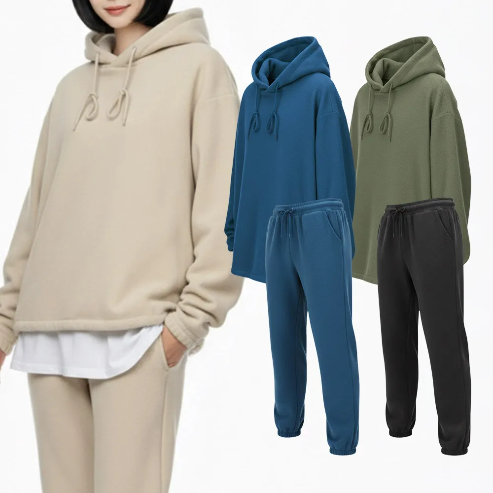 kf-S19a9ce671c5c44138cd9afed4c77f866z 기모 트레이닝 후리스 후드티 조거팬츠 키작녀 트레이닝복 세트 - 이미지 1