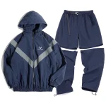 남성용 가을 겨울 캐주얼 스포츠 세트, 트랙수트, 조깅 세트, 100% 나일론 방수 반사 플라이트 재킷 및 바지