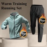 플리스 따뜻한 러닝 스포츠웨어 세트 남성용 가을 및 겨울 피트니스웨어 빠른 건조 옷 트레이닝 아침 달리기 야외 사이클링 - 이미지 2