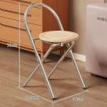 빈티지 접이식 라탄 식탁 의자 휴대용 공간 절약형 나무 바 스툴 주방 카운터 의자 소형 아파트 발코니 의자 - 이미지 6