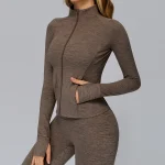 여성용 지퍼 스포츠 재킷 피트니스 요가 긴팔 짐 운동복 여성 요가 셔츠 빠른 건조 탑 스포츠웨어 요가복 - 이미지 6