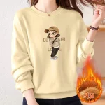 1+1스타일아유 여성 라운드넥 320g 기모 맨투맨 빈티지 소녀 프린트 루즈핏 심플 따뜻한 상의 TS3878 - 이미지 3