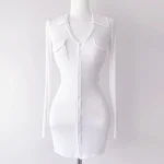 섹시한 바디콘 드레스, 새시와 슬릿 U 스타일 디자인, LH327, 한국 드라마 주인공 스타일, 긴팔, 미드웨이스트, 여성용 출퇴근룩 - 이미지 5