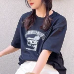 GLACIER 여성 반팔 티셔츠 루즈핏 100%면 빈티지 패턴 - 이미지 6