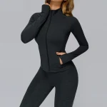 여성용 지퍼 스포츠 재킷 피트니스 요가 긴팔 짐 운동복 여성 요가 셔츠 빠른 건조 탑 스포츠웨어 요가복 - 이미지 5
