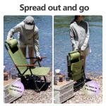 BSWOLF 캠핑 접이식 의자, 조절 가능한 팔걸이, 휴대용 휴식 의자, 해변 여행 하이킹용 분리형 베개 포함 - 이미지 6