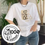 GLACIER 여성 반팔 티셔츠 루즈핏 100%면 컬러 배색 곰돌이