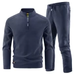 새로운 겨울 스포츠웨어 세트 남성용 레트로 트레이닝 두꺼운 플리스 재킷 + 바지 투피스 세트 캐주얼 스키 러닝 트랙수트 - 이미지 3