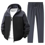 남성 봄 가을 스포츠 세트 편안하고 통기성 좋은 탈부착 가능한 후드 재킷 바지 세트 트레이닝 아침 운동 러닝 스포츠 슈트 - 이미지 4