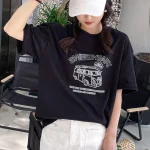 GLACIER 여성 반팔 티셔츠 루즈핏 100%면 빈티지 패턴 - 이미지 5