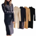 목폴라 니트 원피스 여성 가을 겨울용 터틀넥 롱니트 긴 소매 스타일릿한 디자인 - 이미지 5