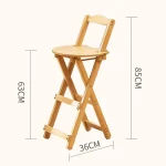 1PC 단단한 나무 간단한 접이식 휴대용 바 의자 높은 의자 하이 엔드 등받이 의자 홈 거실 의자 커피 숍 의자 - 이미지 3
