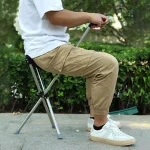 접이식 지팡이 휴대하기 쉬운 좌석 휴대용 의자 접이식 의자 미끄럼 방지 핸들 야외 산책을위한 슈퍼 라이트 워킹 스틱 - 이미지 2