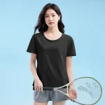 스타일아유 여성 라운드넥 루즈핏 요가복 반팔 스포츠 땀흡수 통풍잘되는 티셔츠 YG0132 - 이미지 3