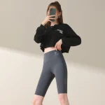 여성 5부 바이커 쇼츠 레깅스 바지 요가복 운동복 트레이닝복 반바지 - 이미지 2