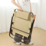 접이식 하이 백 안락 의자 의자 휴대용 조절 가능한 사무실 낮잠 의자 가정용 경량 라운지 침대 간편한 보관 소파 - 이미지 4