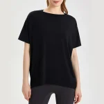 스타일아유 여성 라운드넥 아이스 반팔티 쿨링소재 자외선차단 루즈핏 속건 기능성 요가상의 YG0138