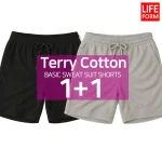 [라이프폼] 1+1 고밀도 밴딩 트레이닝 헬스 운동 츄리닝 5부 반바지 남성 여성