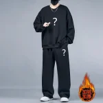 2피스 세트 남성용 스웨트셔츠 바지 플러스 사이즈 플리스 안감 탑스 스포츠 조깅 바지 패션 캐주얼 풀오버 후디 스웨트팬츠 - 이미지 4