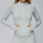 여성용 지퍼 스포츠 재킷 피트니스 요가 긴팔 짐 운동복 여성 요가 셔츠 빠른 건조 탑 스포츠웨어 요가복 - 이미지 2