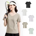 스타일아유 여성 심플 브이넥 정어깨 루즈핏 반팔 스포츠 티셔츠 요가복 YG0131