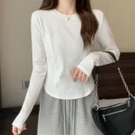 스타일아유 1+1봄가을 이너 여성 슬림핏 베이직 심플 라운드넥 긴팔 티셔츠 숏탑 TS2939 - 이미지 2