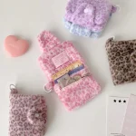 겨울 INS 패션 레오파드 프린트 플러시 스냅 지갑 카드 가방 귀여운 일본 소녀 펜던트 동전 지갑 잔돈 보관 가방 - 이미지 7